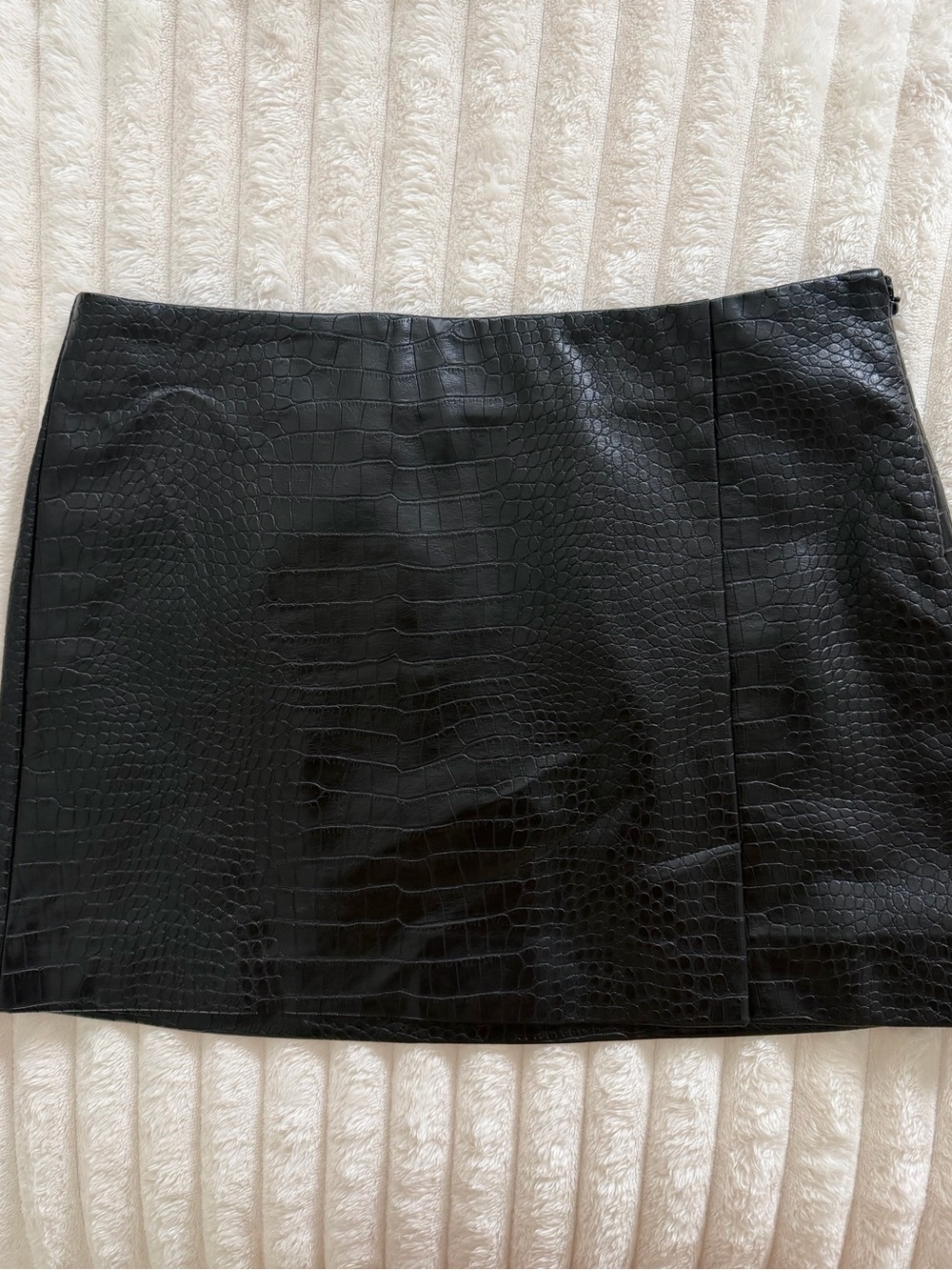 Mango Black Faux Croc Mini Skirt